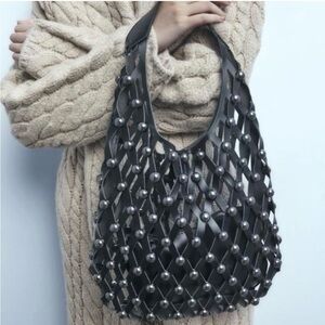 Zara Stylish Black Beaded Women's Bag NWT